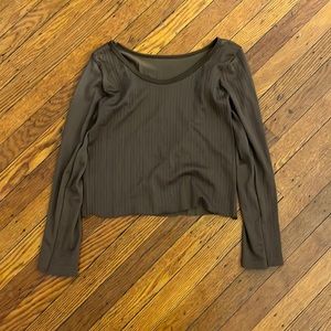 Never worn out, brown long sleeved cropped shirt.